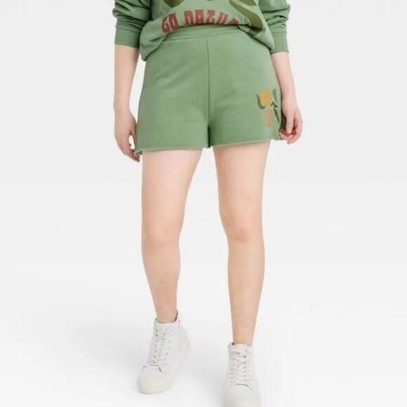 Desert Dreamer High Waist Be Kind To Nature Green Sweat Cotton Blend Short sz L - Picture 1 of 8